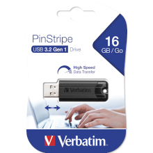 PENDRIVE 16 GB VERBATIM PINSTRIPE USB 3.2 16 GB BLACK