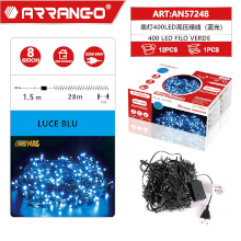 FILO DI LUCI LUCE BLU 400 LED 1.5M + 28M DA INTERNO