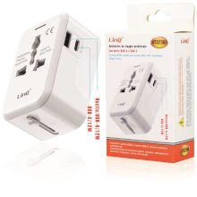 ADATTATORE DA VIAGGIO UNIVERSALE CON PORTA USB + TYPE-C 1500W BIANCO