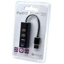 MINI HUB USB A 4 PORTE USB 2.0 NERO