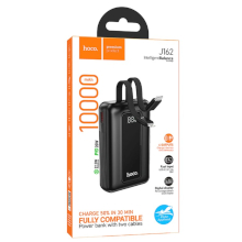 POWER BANK HOCO J162 10000MAH CON CAVI INTEGRATI USB-C  + LIGHTNING QC/PD 22.5W NERO