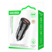 CARICABATTERIA DA AUTO 1 X USB + 1 X TYPE-C KSC-1972 60W NERO