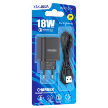 CARICABATTERIA USB KSC-917 QC3.0 18W CON CAVO LIGHTNING NERO