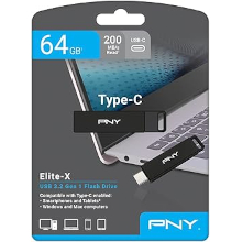 PENDRIVE PNY 64GB 3.2 TYPE-C ELITE NERA
