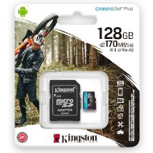 MICRO SD SDCG3 128 GB CANVAS GO PLUS 170R A2 U3 V30 SUPPORTO 4K CON ADATTATORE