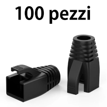 CAPPUCCI PER CAVO DI RETE RJ45 CONF. 100 PEZZI COLORE NERO