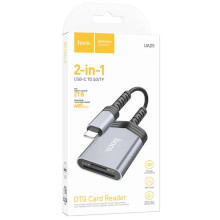 CARD READER HOCO UA25 2 IN 1 TYPE-C SILVER