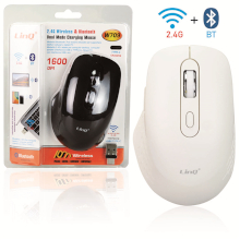 MOUSE DUAL WIRELESS 2.4G + BLUETOOTH 1600 DPI BIANCO-NERO