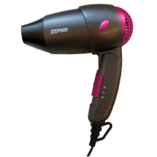 ASCIUGACAPELLI ZEPHIR DA VIAGGIO MANICO PIEGHEVOLE 1200W GRIGIO/FUCSIA